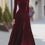 Éléonore — Robe Maxi en Velours à Col Montant