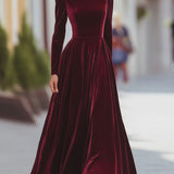 Éléonore — Robe Maxi en Velours à Col Montant
