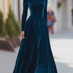 Éléonore — Robe Maxi en Velours à Col Montant