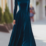 Éléonore — Robe Maxi en Velours à Col Montant