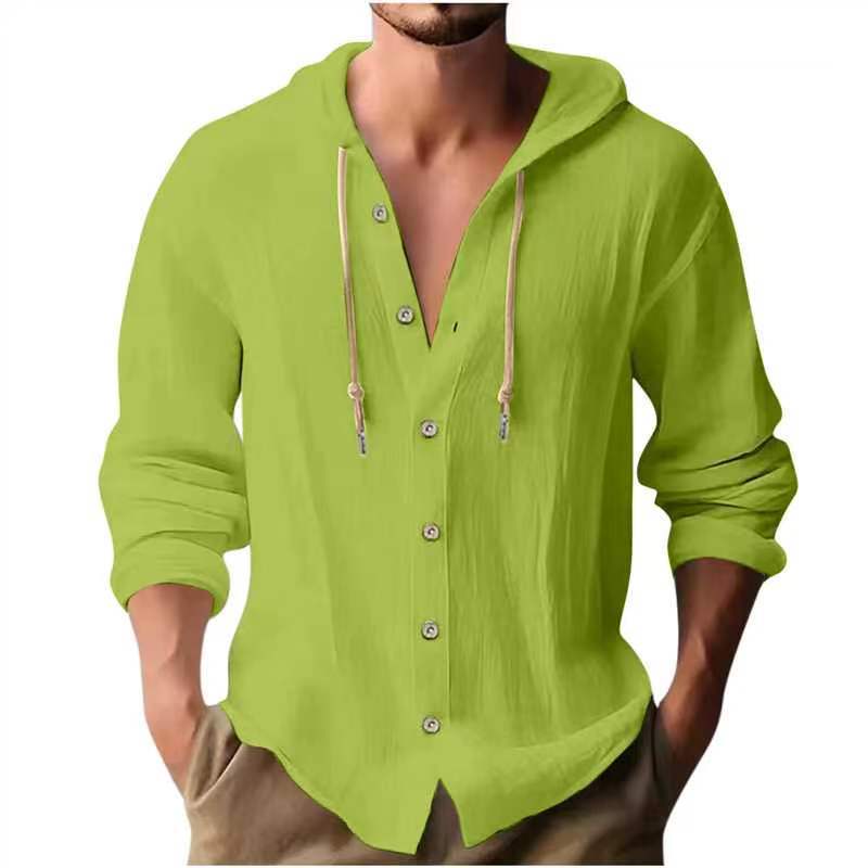 HOODED LINEN SHIRT FOR MEN