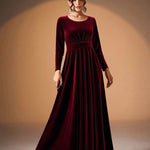 Béatrice — Robe Maxi en Velours à Manches Longues
