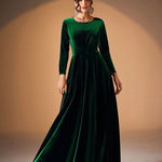 Béatrice — Robe Maxi en Velours à Manches Longues