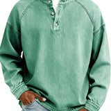 DENIM-LOOK HENLEY SHIRT FOR MEN