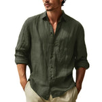 LINEN BLEND BUTTON SHIRT FOR MEN