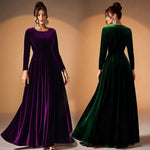 Béatrice — Robe Maxi en Velours à Manches Longues