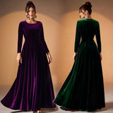Béatrice — Robe Maxi en Velours à Manches Longues