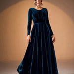 Béatrice — Robe Maxi en Velours à Manches Longues