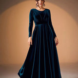 Béatrice — Robe Maxi en Velours à Manches Longues