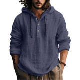 LINEN BLEND HOODIE SHIRT FOR MEN