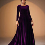 Béatrice — Robe Maxi en Velours à Manches Longues