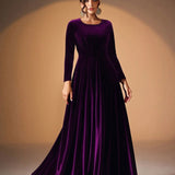 Béatrice — Robe Maxi en Velours à Manches Longues