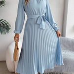 Martine — Robe Maxi Plissée Ceinturée