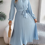 Martine — Robe Maxi Plissée Ceinturée