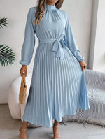 Robe Maxi Plissée Ceinturée