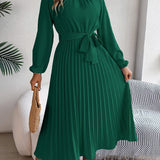 Martine — Robe Maxi Plissée Ceinturée