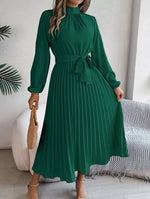 Robe Maxi Plissée Ceinturée