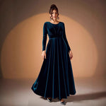 Béatrice — Robe Maxi en Velours à Manches Longues