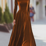 Éléonore — Robe Maxi en Velours à Col Montant