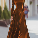 Éléonore — Robe Maxi en Velours à Col Montant