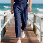 SOLID LINEN TROUSERS FOR MEN