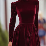 Éléonore — Robe Maxi en Velours à Col Montant