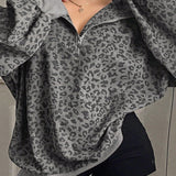 Éléonore | Sweat ample zippé à imprimé léopard