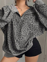 Éléonore | Sweat ample zippé à imprimé léopard