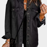 Veste en Jean Classique à Franges