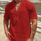 LINEN V-NECK SHIRT FOR MEN