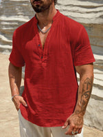 LINEN V-NECK SHIRT FOR MEN