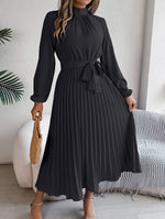 Robe Maxi Plissée Ceinturée