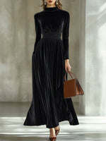 Robe Maxi en Velours Plissé