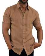 LAPEL LINEN SHIRT FOR MEN