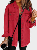 Veste en Jean Classique à Franges