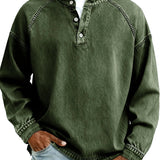 DENIM-LOOK HENLEY SHIRT FOR MEN