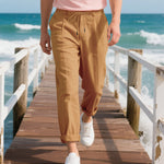 SOLID LINEN TROUSERS FOR MEN