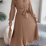 Martine — Robe Maxi Plissée Ceinturée