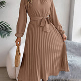 Martine — Robe Maxi Plissée Ceinturée