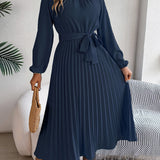 Martine — Robe Maxi Plissée Ceinturée