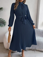 Robe Maxi Plissée Ceinturée