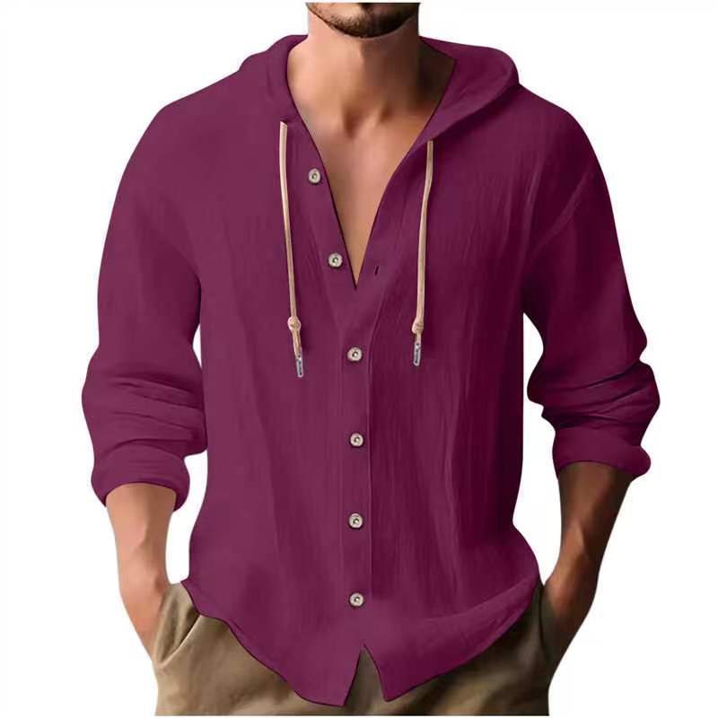 HOODED LINEN SHIRT FOR MEN