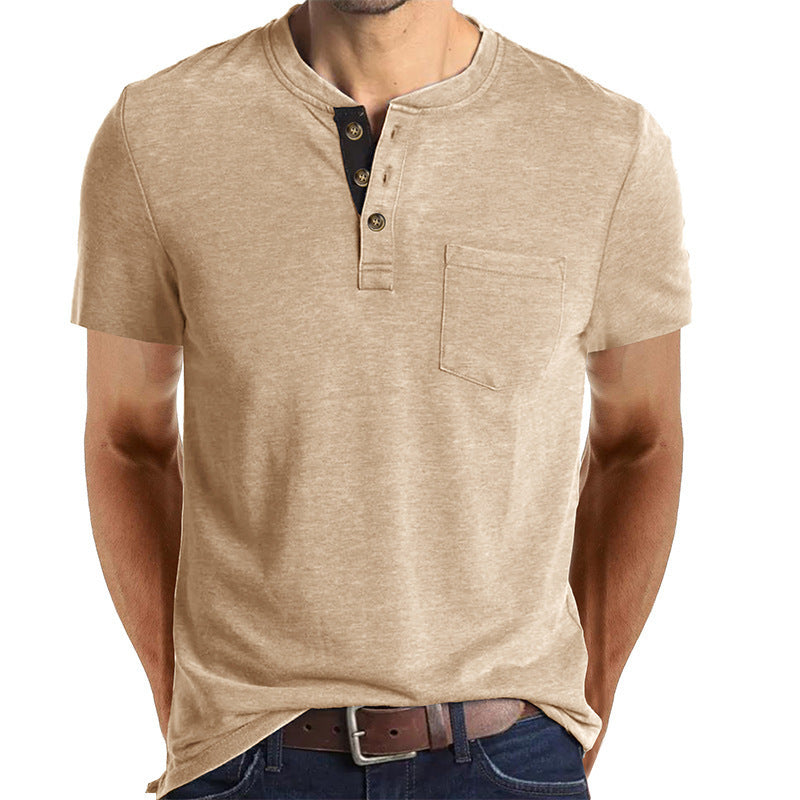 COTTON BLEND HENLEY TOP FOR MEN