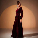 Béatrice — Robe Maxi en Velours à Manches Longues