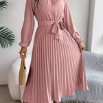 Martine — Robe Maxi Plissée Ceinturée