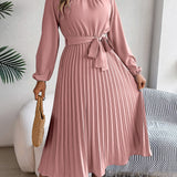 Martine — Robe Maxi Plissée Ceinturée