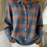 Cardigan à Carreaux Bleu Chaud