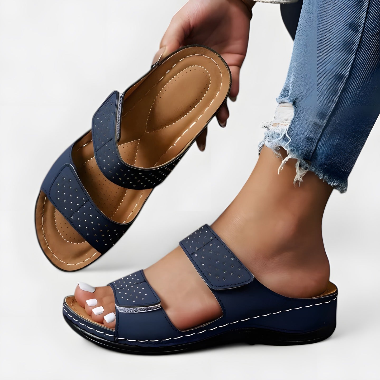 Chelrie | Sandales orthopédiques femme confortables Bleu