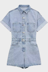 Short Salopette en Jean Structuré