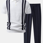 Ensemble — polo en maille texturée contrastante & pantalon fuselé coupe slim